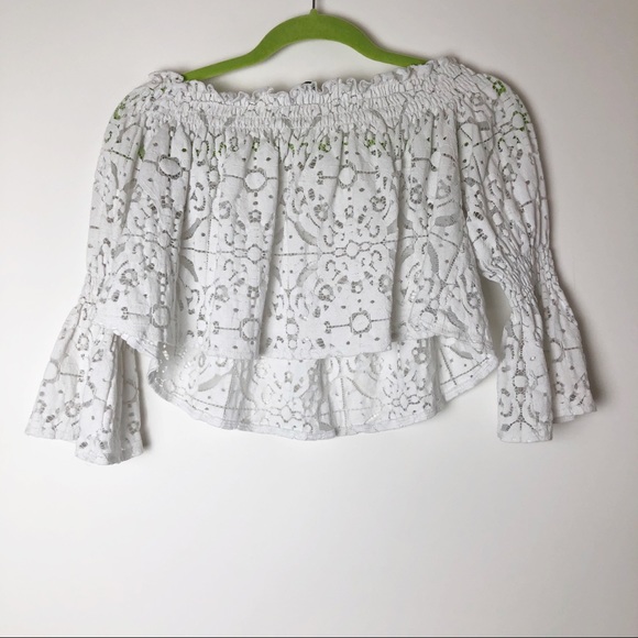 Zara off the shoulder cutout lace crop top 231 - Picture 4 of 4